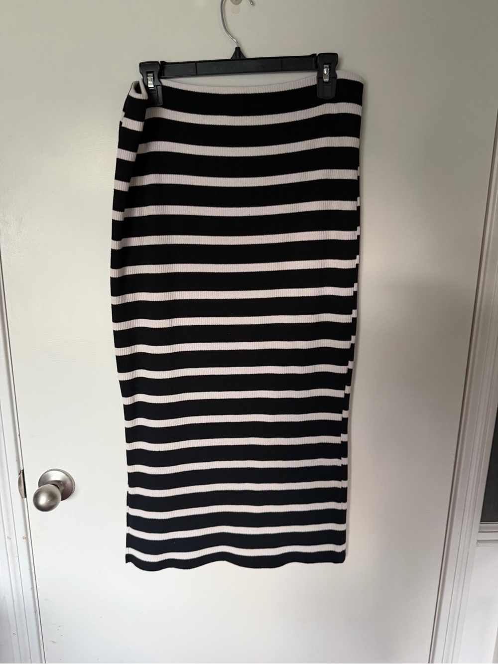 Primark Black & White Striped Knit Midi Skirt